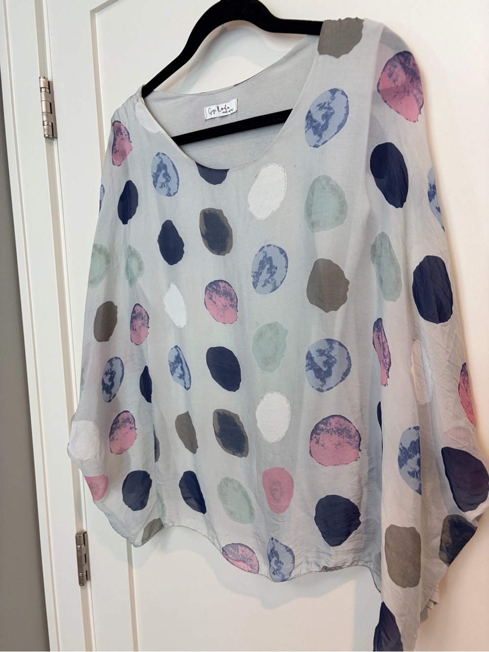 Gigi Moda Made in Italy Silk Blend Polka Dot Oversized Tunic Top
